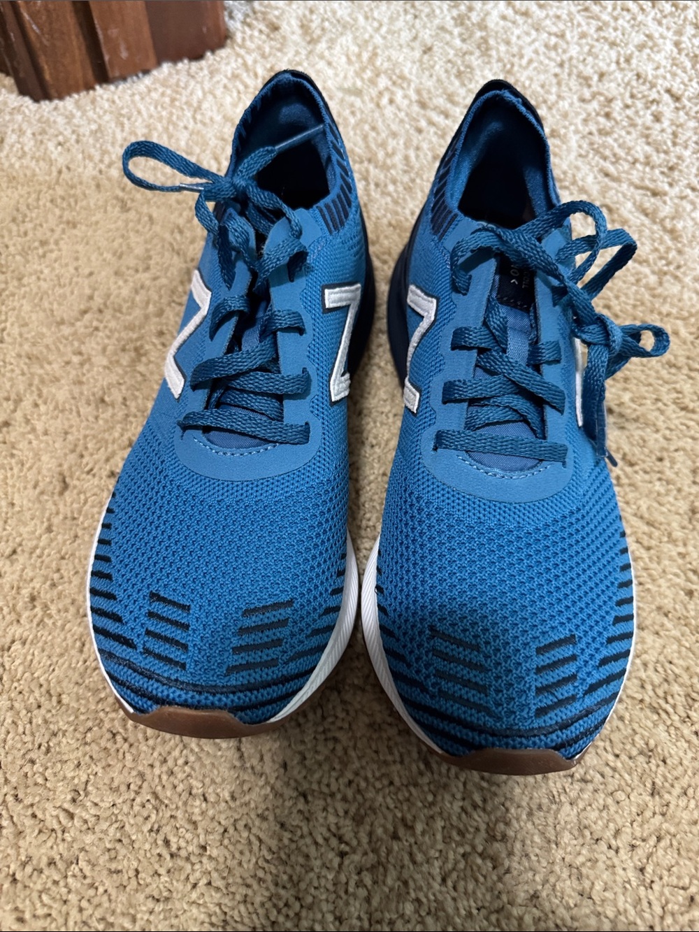 New Balance Blue Knit Sneakers with White Accents